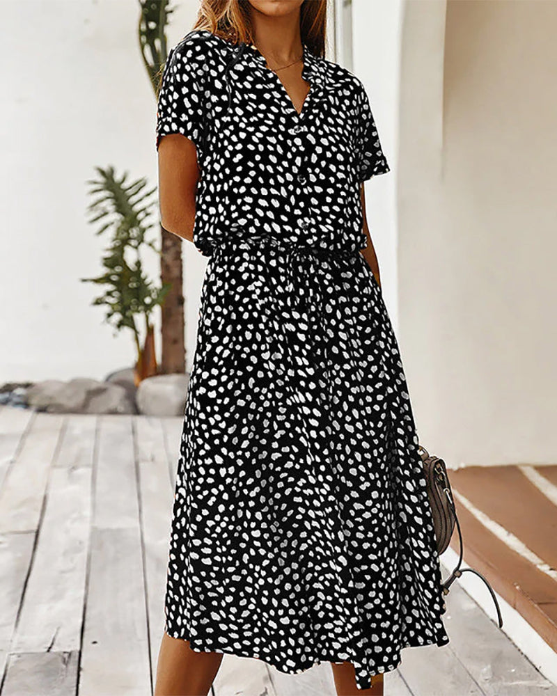 Clara | Long Sleeve Midi Dress for Women in Trendy Point Pattern 4