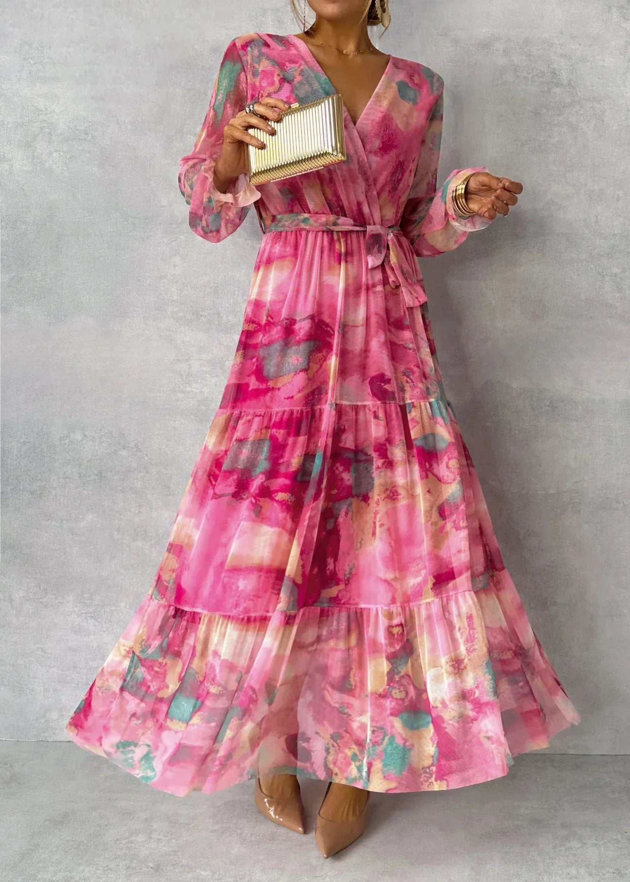 Floral Elegance | Long Sleeve Maxi Dress for Women 2