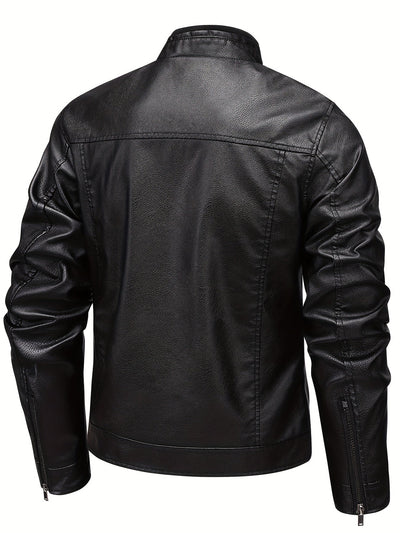 Riley | Leather jacket with stand-up collar and zipper sleeves