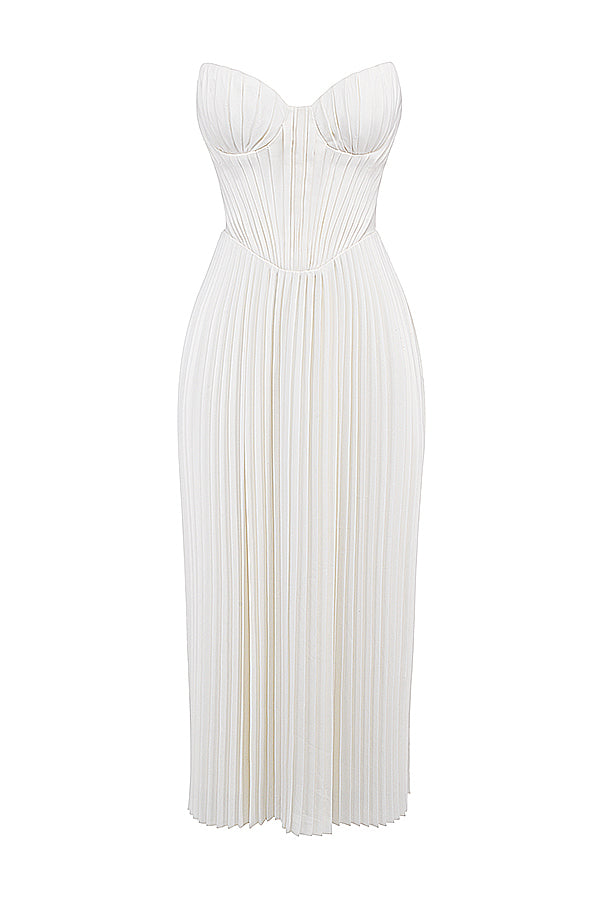 Grace | Ivory Pleated Maxi Dress