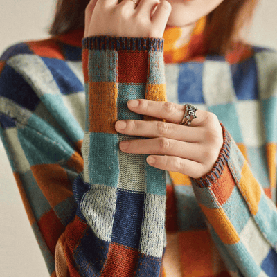 Ravelyn | cashmere patchwork turtleneck