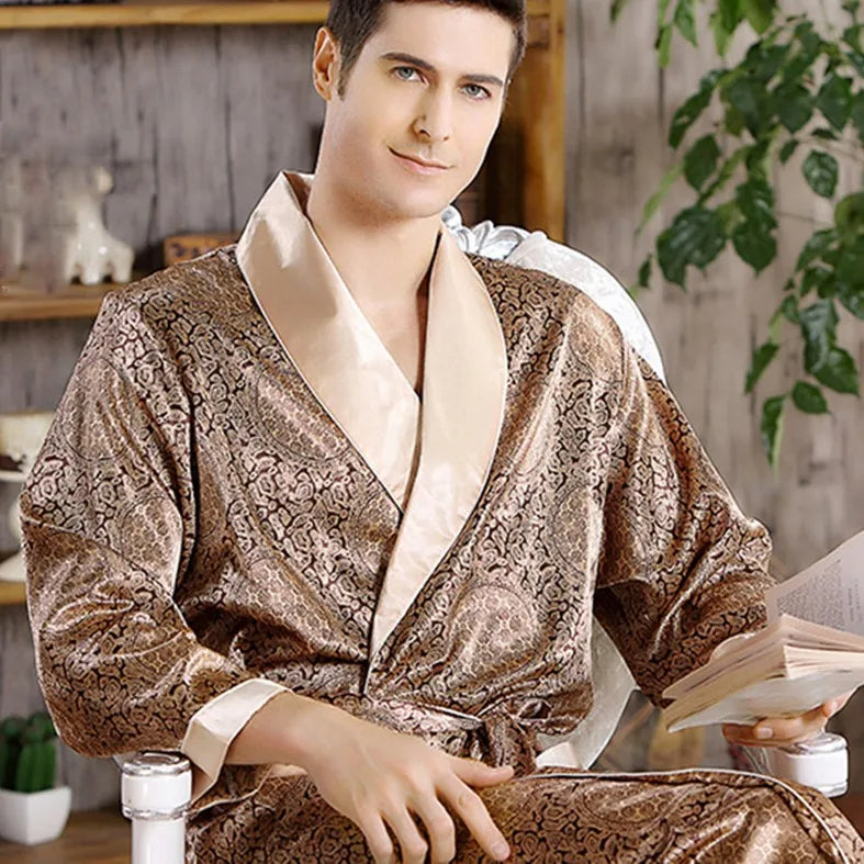 Toby | Luxury Gold Print Bathrobe