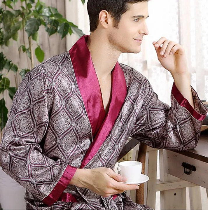 Toby | Luxury Gold Print Bathrobe