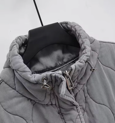 Thalia Sleeveless Jacket – Soft Cotton, Elegant Stand-Up Collar-3