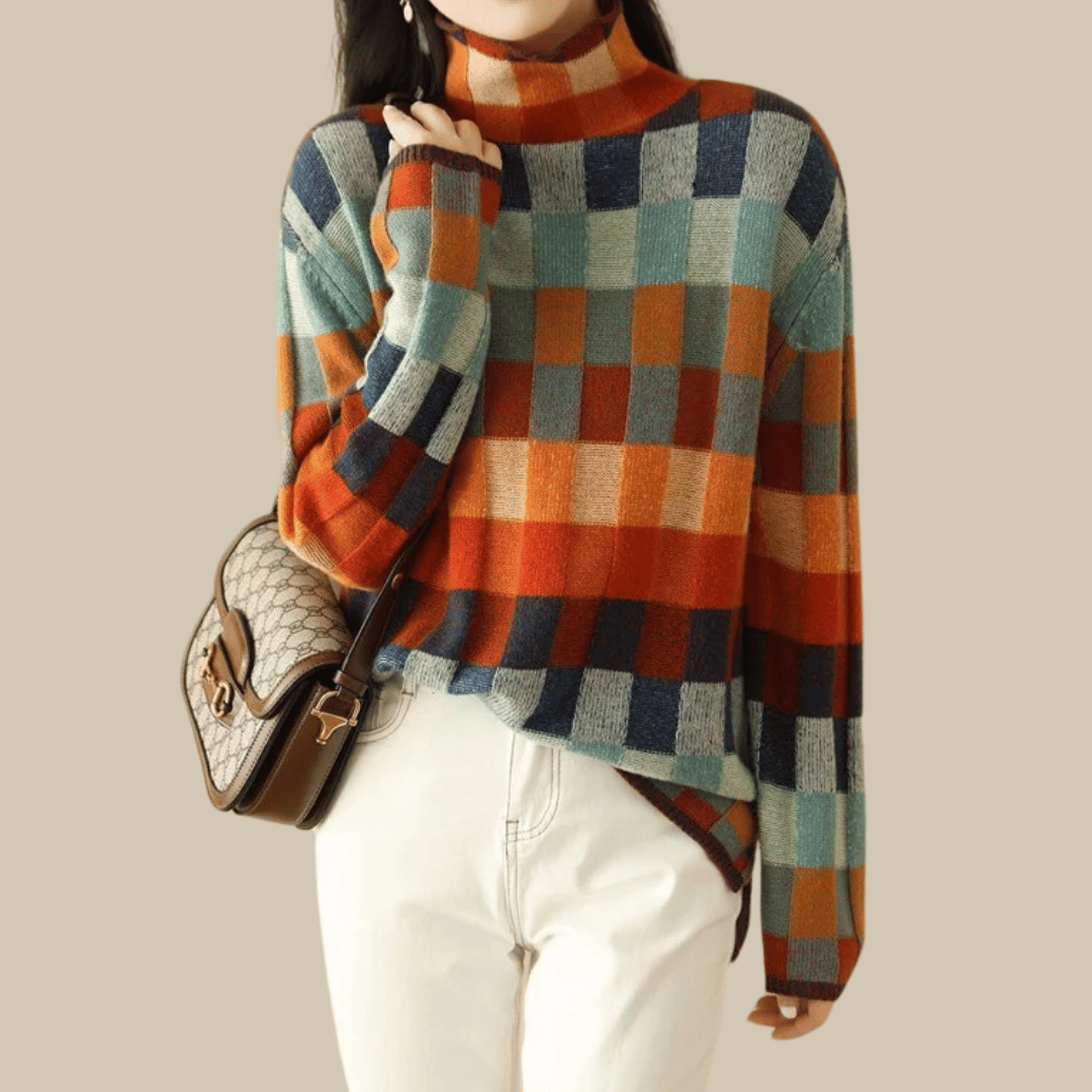 Ravelyn | cashmere patchwork turtleneck