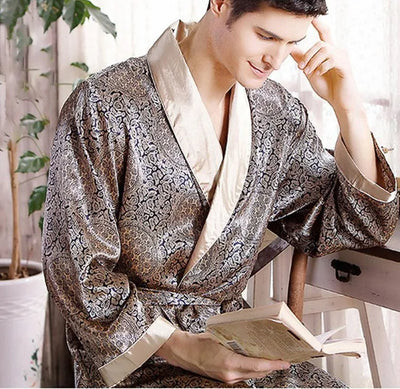 Toby | Luxury Gold Print Bathrobe