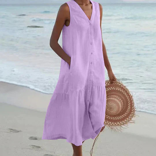 Variant image for Marie | Linen Maxi Dress for Women in Delicate Pink-49