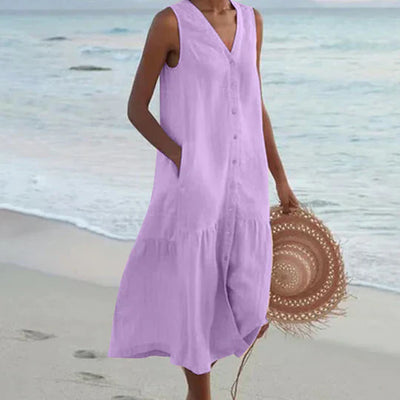 Variant image for Marie | Linen Maxi Dress for Women in Delicate Pink-49