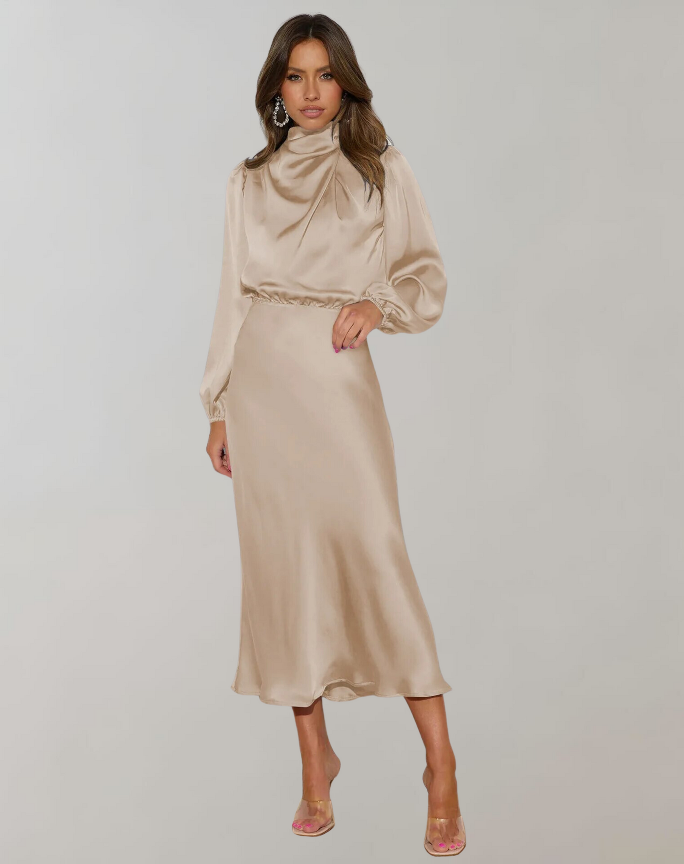 Delphina | Satin Sleeve Dress