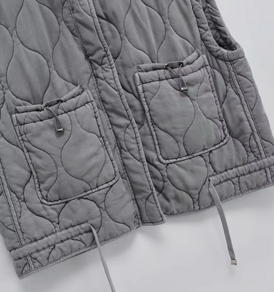 Thalia Sleeveless Jacket – Soft Cotton, Elegant Stand-Up Collar-6