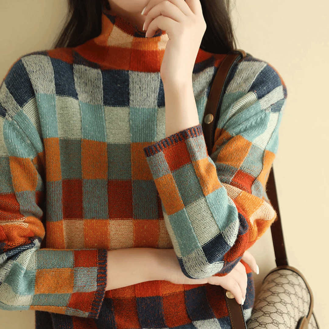 Ravelyn | cashmere patchwork turtleneck