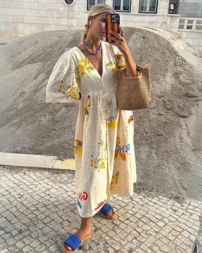 Nanna | Women's Summer Dress - Oversized V-Neck-5