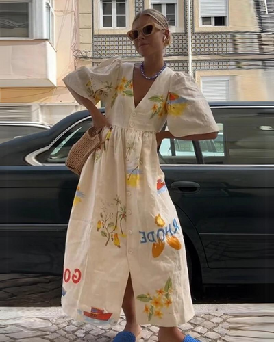 Nanna | Women's Summer Dress - Oversized V-Neck-1