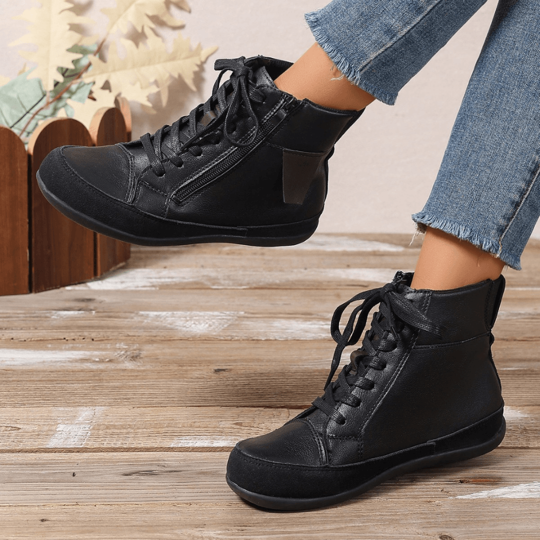 Luminous | Black Lace-Up Ankle Boots for Women 3
