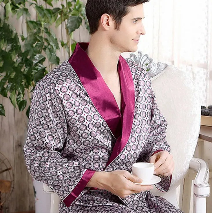 Toby | Luxury Gold Print Bathrobe