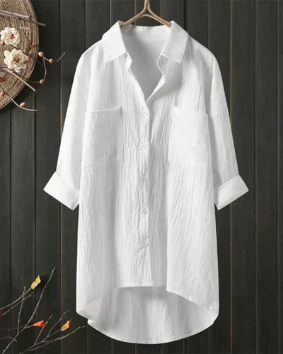 Olivia | White Linen Blouse for Women - Summer Top 1