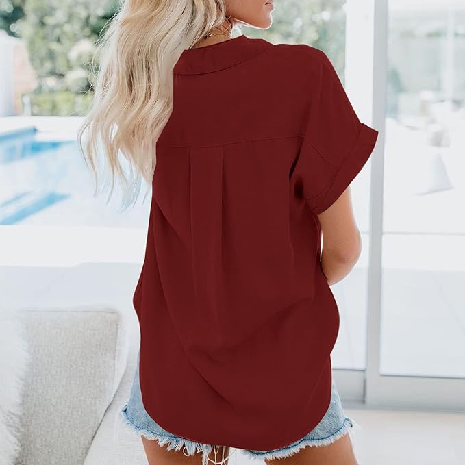Sofia | Women's Burgundy Shirt Blouse