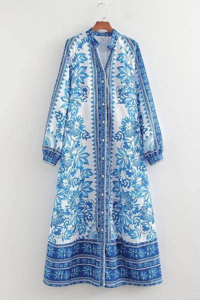 Amy | Unique Print Long Sleeve Maxi Dress