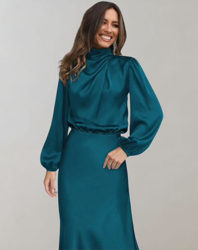 Delphina | Satin Sleeve Dress