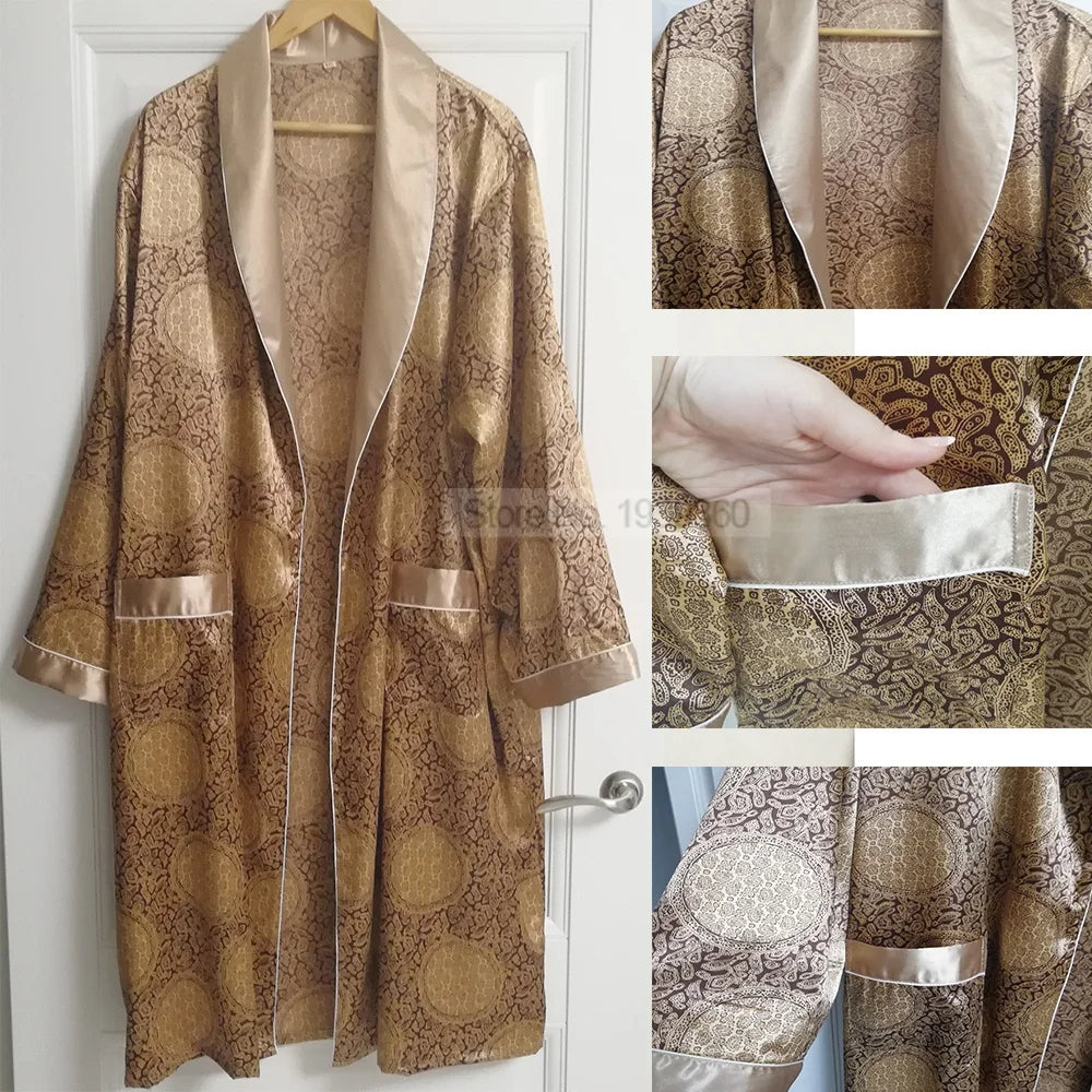 Toby | Luxury Gold Print Bathrobe