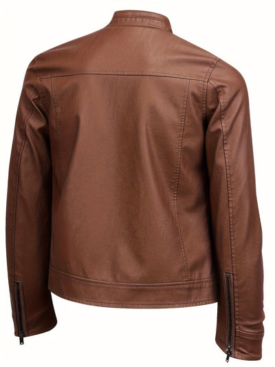 Riley | Leather jacket with stand-up collar and zipper sleeves