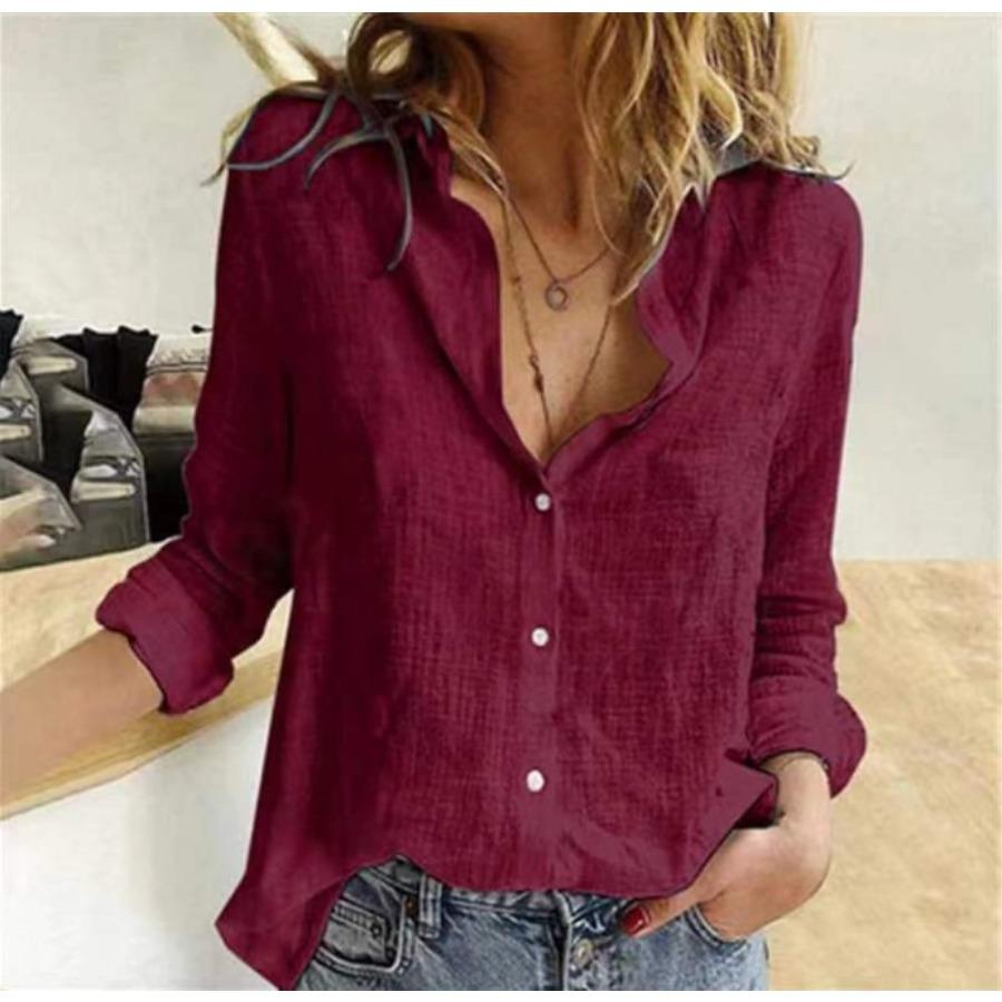 Evelyn | Comfortable Flattering Cotton Long Sleeve Shirt