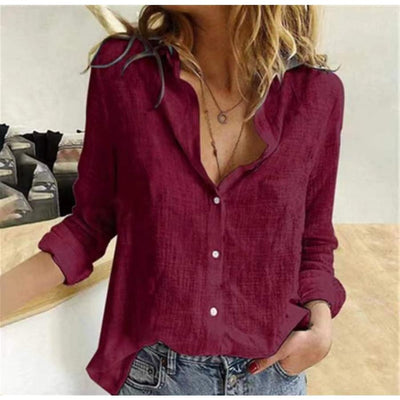 Evelyn | Comfortable Flattering Cotton Long Sleeve Shirt