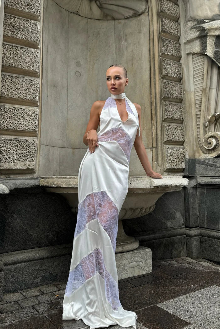 Variant image for Lara | White Long Sleeve Maxi Dress for Women-6