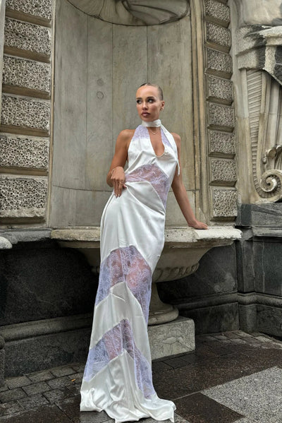 Variant image for Lara | White Long Sleeve Maxi Dress for Women-6