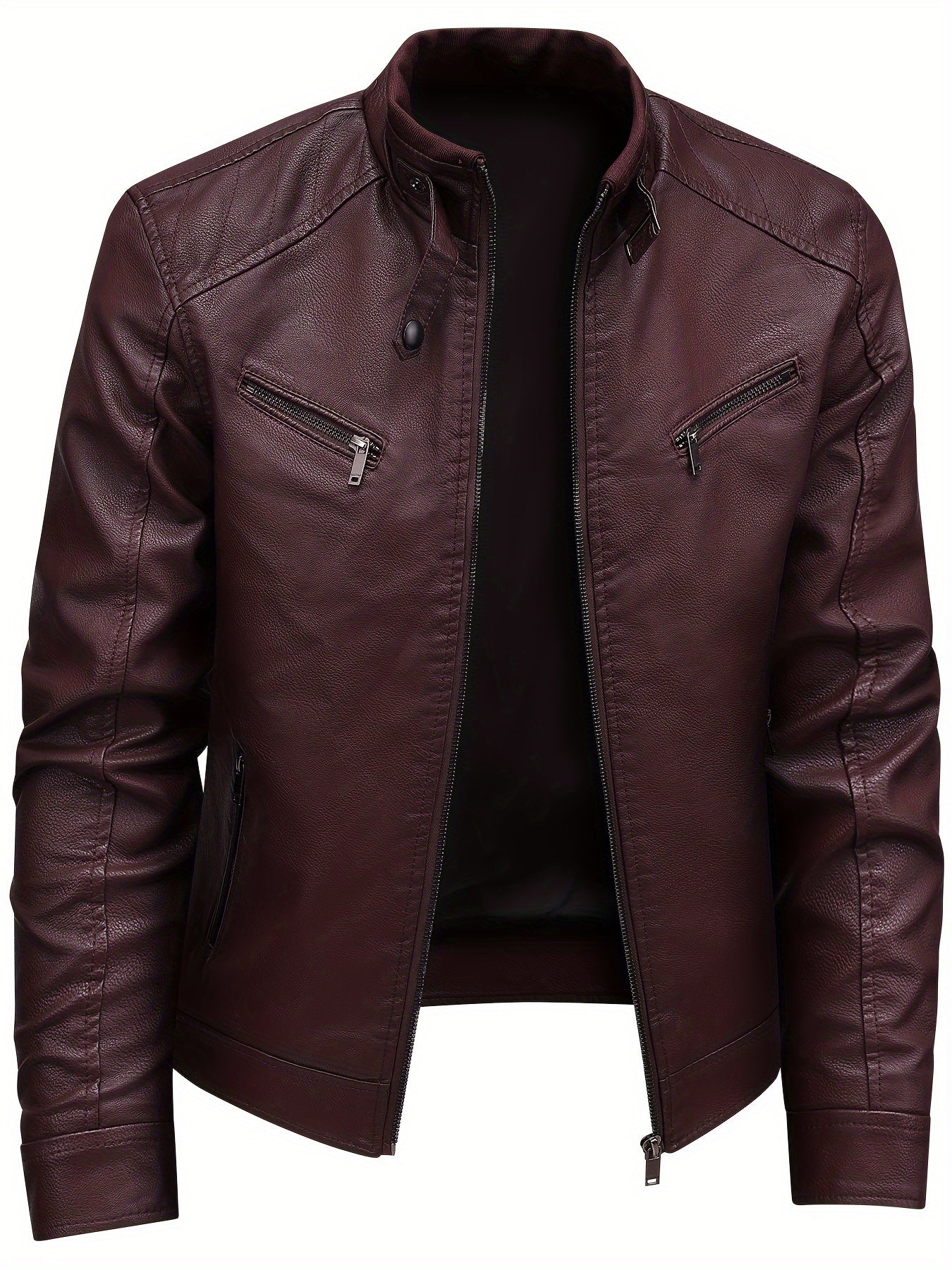 Riley | Leather jacket with stand-up collar and zipper sleeves