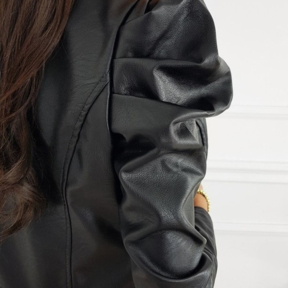 Selena | Pleated Leather Jacket