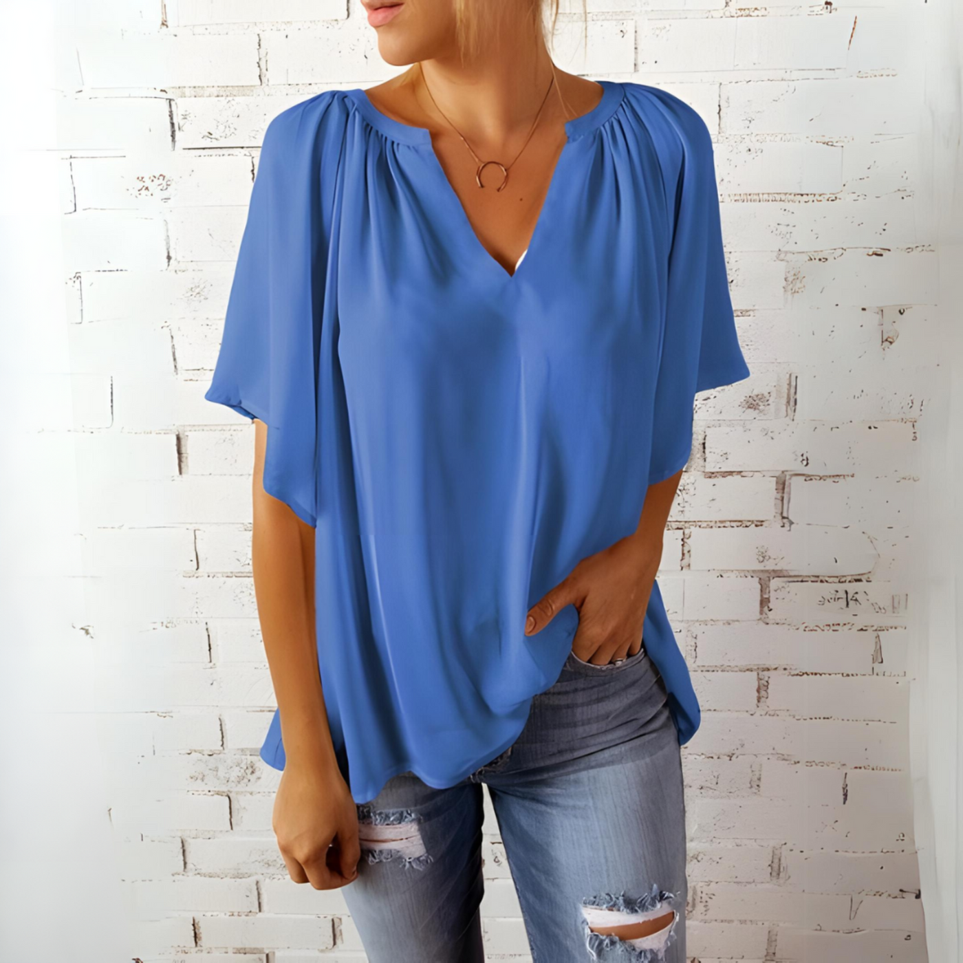 Carla | Oversized V-Neck Blouse – Summer Tops for Women 1