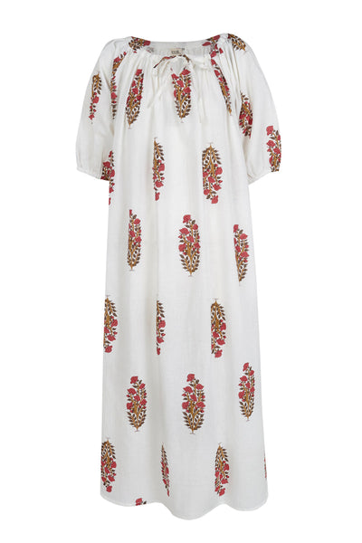 Jasmine | Puffed Sleeves Midi Dress