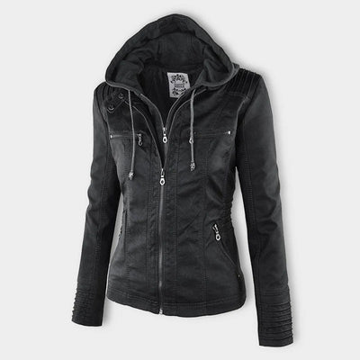 Isla | Hooded leather jacket