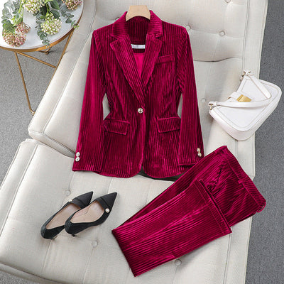 Olivia | Tailored Textured Blazer Pant Suit Set