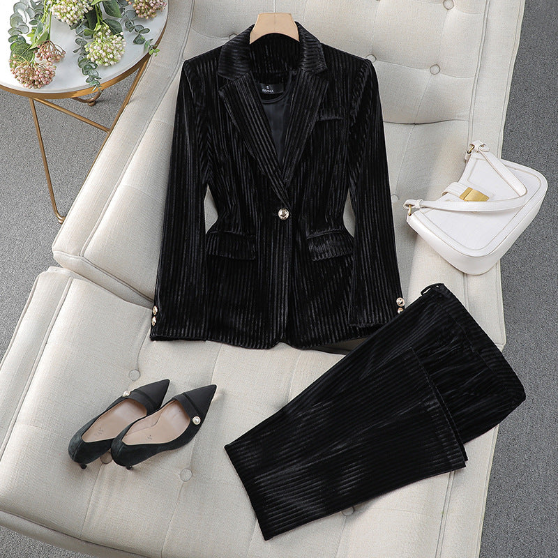 Olivia | Tailored Textured Blazer Pant Suit Set