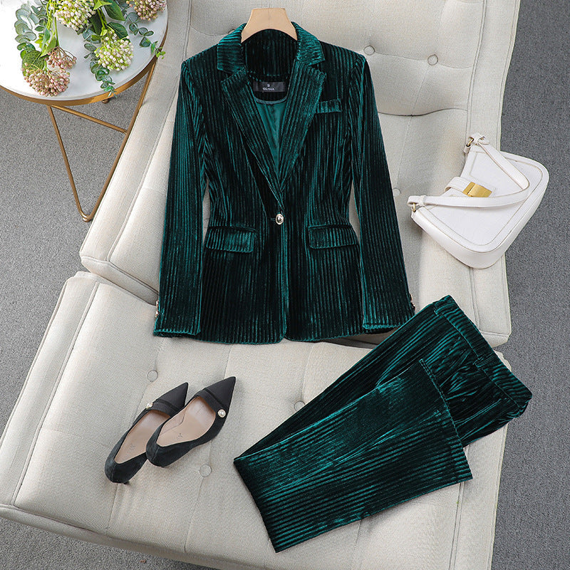 Olivia | Tailored Textured Blazer Pant Suit Set