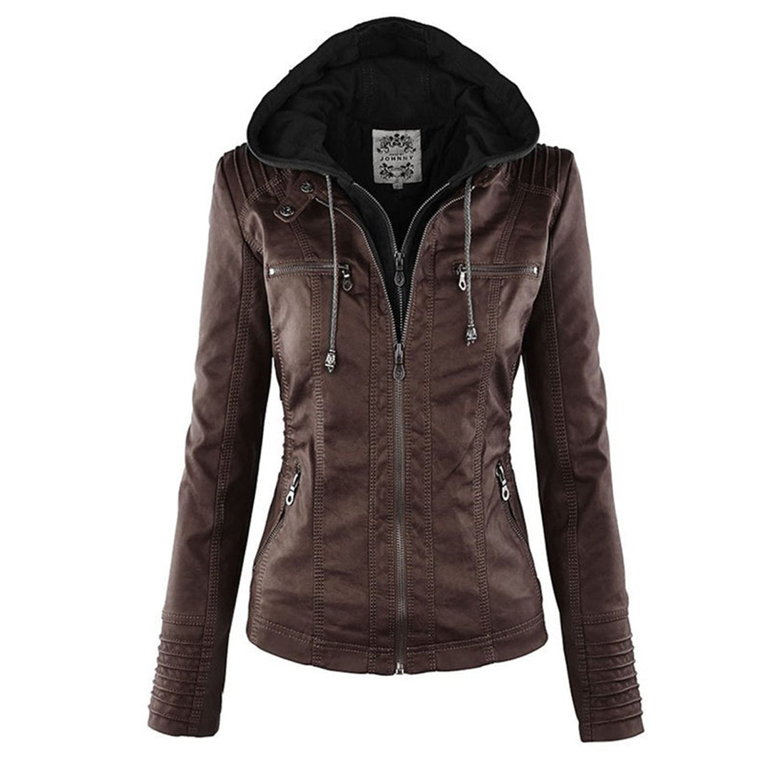 Isla | Hooded leather jacket