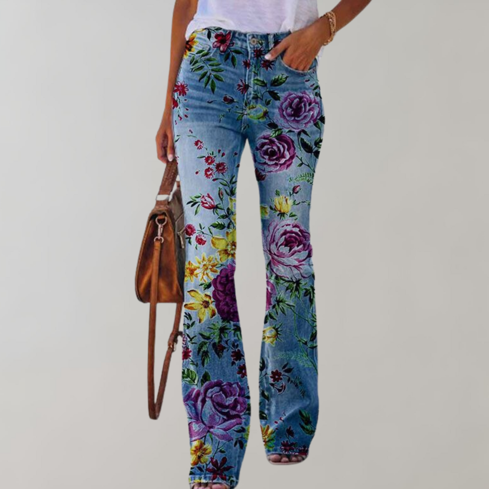 Kaitlyn | Flare pants with floral print