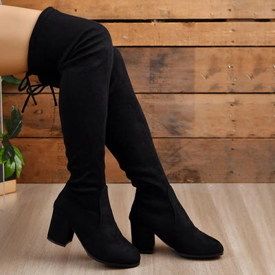 Christine | Elegant over the knee boots with block heels