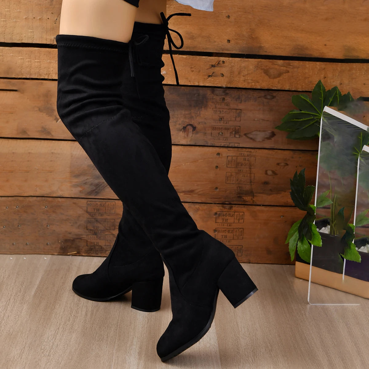 Christine | Elegant over the knee boots with block heels