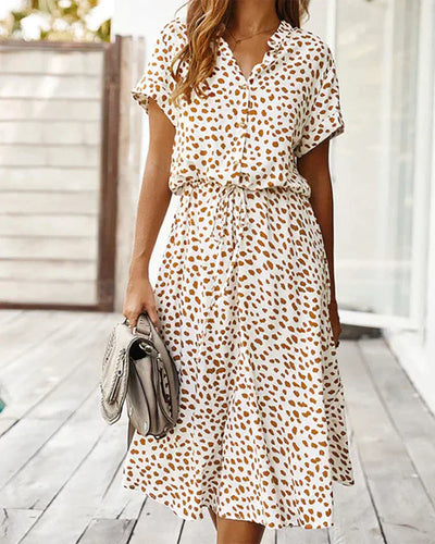 Clara | Long Sleeve Midi Dress for Women in Trendy Point Pattern 1