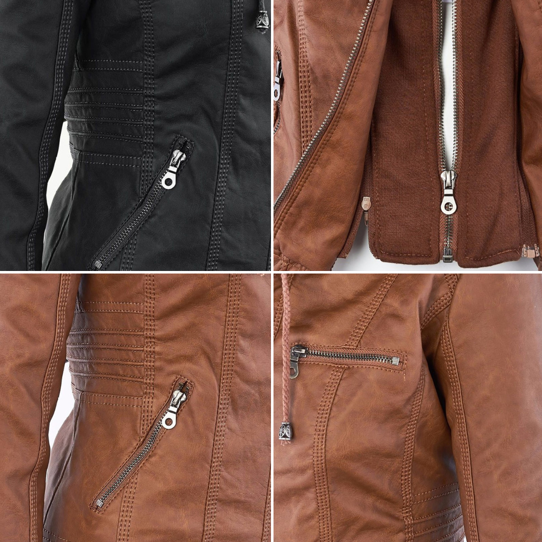 Isla | Hooded leather jacket