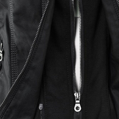 Isla | Hooded leather jacket