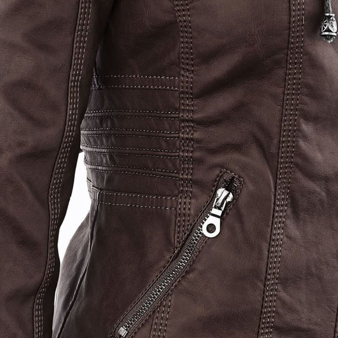 Isla | Hooded leather jacket