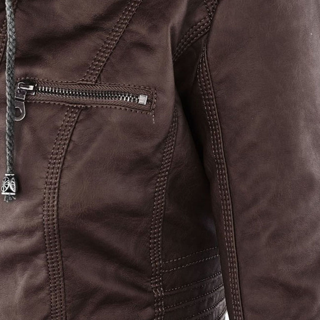 Isla | Hooded leather jacket