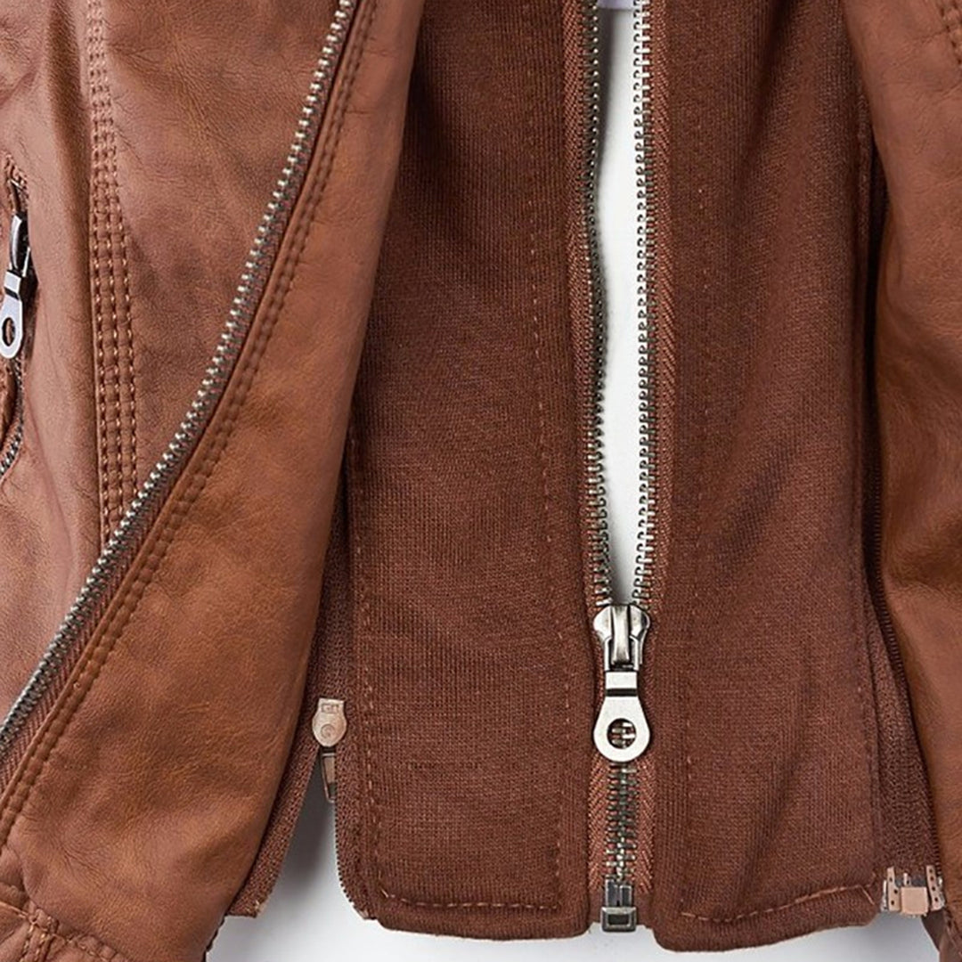 Isla | Hooded leather jacket