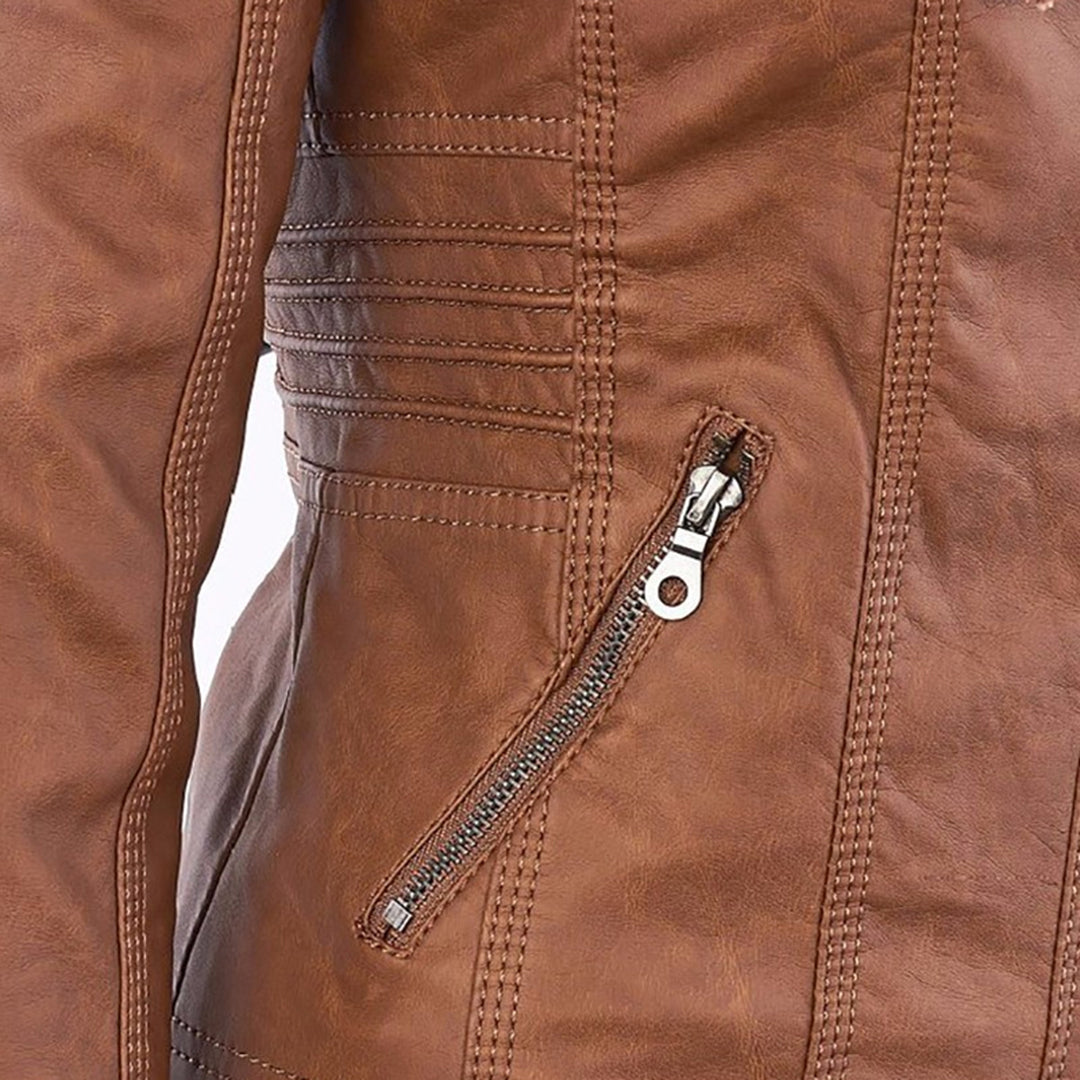 Isla | Hooded leather jacket