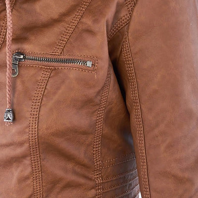 Isla | Hooded leather jacket