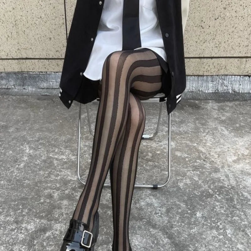 Diana | Stylish Vertical Striped Tights